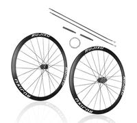 700C Juego De Ruedas De Bici De Carretera 12 * 100/12 * 142mm Rueda Delantera Y Trasera De Eje Pasante Llantas De Aluminio De Doble Pared 24/24H Freno De Disco Casete HG De 8-11 Velocidades(Black)