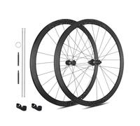 700C Juego De Ruedas De Bicicleta De Carretera Grava 36T/54T Trinquete Llantas De Aluminio 35mm Eje Pasante con Bloqueo Central, Rodamientos Cerámicos, HG 8-12 Velocidades(Black,36T)