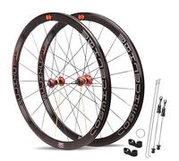 700C Juego De Ruedas para Bicicleta De Carretera 40mm/50mm Doble Pared Llantas De Aleación De Aluminio Freno C/V QR Ruedas Delantera Y Trasera para Cassette De 8-11s 18/21H(Red,40mm)