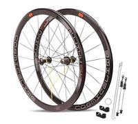 700C Juego De Ruedas para Bicicleta De Carretera 40mm/50mm Doble Pared Llantas De Aleación De Aluminio Freno C/V QR Ruedas Delantera Y Trasera para Cassette De 8-11s 18/21H(Black,50mm)