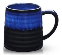 700ml Taza de Café de cerámica extra grande con asa grande, 25Oz taza de té de grand para la oficina y el hogar, apta para microondas y lavavajillas, textura esmaltada hecha a mano (Azul Estrellado)