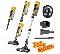 700W/60000Pa/70Min Aspirador Sin Cable Compatible con baterías DEWALT 20V, Aspiradora Escoba Vertical Potente con Pantalla Táctile LED, Cepillo Antienredos, Ideal para Pelo de Mascota Alfombra Suelo