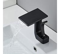 7014 - Grifo mezclador de cobre para baño de cascada, válvula de agua caliente y fría, cuerpo completo de latón, manguera de suministro de agua de acero inoxidable