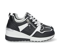 70413 Zapatilla de Cuna para Mujer, Comoda, con Detalle Metalico en el Tacon, Cremallera, y Cierre de Cordones, Primavera Verano 2023 Negro Talla 40