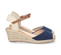 70928 Sandalia de Cuna para Mujer, Estilo Valenciana, Forrada de Yute, Pala Cerrada, y Cierre de Hebilla, Primavera Verano 2023 Marino Talla 37