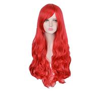 70cm Anime The Little Mermaid Princess Ariel Cosplay Wig Halloween Play Wig Party Stage Synthetic Red Wavy Hair