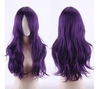 70cm Fashion Long Wavy Anime Cosplay Wig White Black Blue Red Pink Purple Blonde Synthetic Hair Halloween Party Wigs For Women OneSize purple