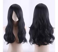 70cm Fashion Long Wavy Anime Cosplay Wig White Black Blue Red Pink Purple Blonde Synthetic Hair Halloween Party Wigs For Women OneSize black