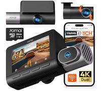 70mai Dash Cam 4K T800 3 canales 2160P + 2160P + 1080P delantero y trasero interior, 3 HDR Dual STARVIS 2 cámara de coche, visión nocturna, control de voz, soporte 4G LTE, detección de movimiento