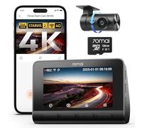 70mai Dashcam 4K Delantera y Trasera A810S, 4K+1080P Dual STARVIS 2 IMX678, HDR con Night Owl Vision, Control vía WiFi y App, 4G LTE, ADAS, Vigilancia de aparcamiento 24/7, Micro SD 128 GB