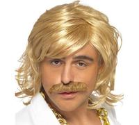 70s 80s Gameshow Anfitrión Peluca Disfraz Fresa Rubio Limón Nuevo Por Smiffys