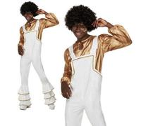 70s Blanco Disco Traje Fiebre Del Sábado Noche Disfraz Hombre Mono