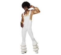 70s Glamour Fiesta Familia a Juego Disco Baile Trajes Jummpsuit Oro Disfraz