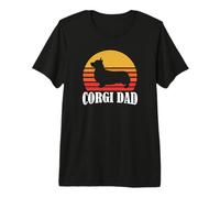 70s Retro Vintage Sunset Pembroke Welsh Corgi Dog Dad Lover Camiseta Premium