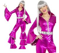 70s Rosa Dancing Queen Disfraz Música Waterloo Mamma Mia Adulto Disfraz Nuevo