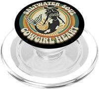 70s Womens Western Saltwater Soul Cowgirl Heart Mermaid Core PopSockets PopGrip para MagSafe
