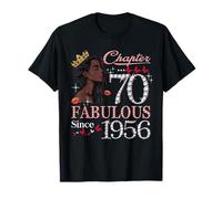 70th Birthday Black Queen Chapter 70 Fabulous Since 1956 Camiseta