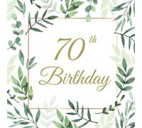 70th Birthday Guest Book Sage Green and Gold: Elegant Memory Party Keepsake with 75 Unique Questions 46 Sign In and Blank Pages (8.5x8.5 inches, 100 pages)