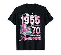 70th Birthday Queen Made in 1955 Gifts 70 Years Old Floral Camiseta