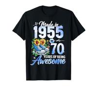 70th Birthday Queen Made in 1955 Gifts 70 Years Old Floral Camiseta