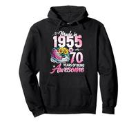 70th Birthday Queen Made in 1955 Gifts 70 Years Old Floral Sudadera con Capucha