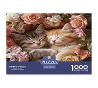 70x50cm/1000pcs Adulto Gatito Lindo, mar de Rosas Rompecabezas Mujeres Hombres Tablero De Madera Enclavamiento De Precisión