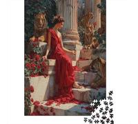 70x50cm/1000pcs Adulto Mujer Rompecabezas Mujeres Hombres Tablero De Madera Enclavamiento De Precisión Templo Griego Antiguo, Leones y Tigres