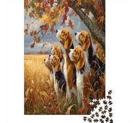 70x50cm/1000pcs Adulto Perros Gathered Under A Tree, Wheat Field Rompecabezas Mujeres Hombres Tablero De Madera Enclavamiento De Precisión