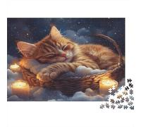 70x50cm/1000pcs Chat faisant la sieste Jigsaw Illustration d'animaux mignons Puzzles À Faire SOI-même Pour Adultes