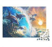 70x50cm/1000pcs Dauphin sautant Jigsaw Ocean Art Des vagues Style Puzzles À Faire SOI-même Pour Adultes
