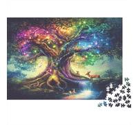 70x50cm/1000pcs Lumières magiques Dans un arbre Jigsaw Œuvre d'art de forêt fantastique Puzzles À Faire SOI-même Pour Adultes