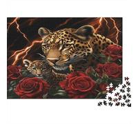 70x50cm/1000pcs Maman léopard Jigsaw Animal Sauvage Art Style Puzzles À Faire SOI-même Pour Adultes