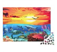 70x50cm/1000pcs Puzzles Pour Adolescents Adultes Coucher de Soleil Sur l'océan Art Sous-Marin