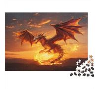 70x50cm/1000pcs Puzzles Pour Adolescents Adultes Fire-Dragon-Winged Fantasy-Dragon-Art-Style