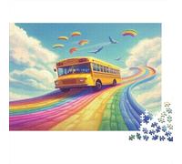 70x50cm/1000pcs Puzzles Pour Adolescents Adultes Voyage en Bus ARC-en-Ciel Style de Dessin animé fantastique