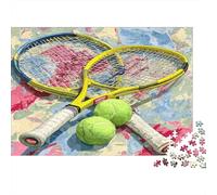 70x50cm/1000pcs Raquettes de Tennis Puzzle Jouet En Bois Cadeau Unique Décoration Intérieure Illustration Sportive et colorée Jeu Éducatif Challenge Toy
