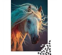 70x50cm/1000pcs Rompecabezas para Adultos Y Adolescentes Caballo with Largo Mane Flying in The WindJuegos Hechos DIY, Decoración del Hogar.