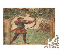 70x50cm/1000pcs Rompecabezas para Adultos Y Adolescentes Pintura manuscritaJuegos Hechos DIY,Arco y Flecha de Robin Hood Decoración del Hogar.