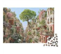 70x50cm/1000pcsUna Ciudad Rodeada de Flores y Árboles Verdes Rompecabezas De Bricolaje para Adultos Y Multitud De 14 Años En Adelante