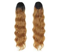 71 cm Largo Body Wave Ponytail, Synthetic Heat Resistant Wrap Around Drawstring Curly Wavy Pony tail Clip in Hairpieces for Women Für den täglichen Gebrauch (OT27)