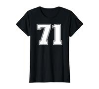 71 Número Setenta y uno Team Sports Graphic Varsity Matching Camiseta gráfica económica, Mujer, Negro, S