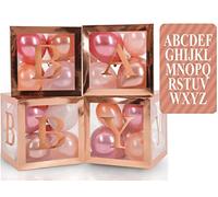 71 piezas de decoraciones para baby shower: 33 globos, 4 bloques, 34 letras - BEBÉ * 2+A-Z para nombre personalizado, decoración de revelación de género, fondo de fiesta para cumpleaños de niños/niñas