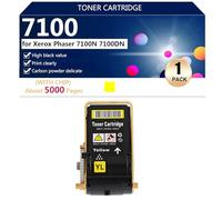 7100 Cartucho de Tóner de Repuesto Compatible para Xerox Phaser 7100N 7100DN Impresoras, de Alto Rendimiento 5000 Páginas, Fácil Instalación,Yellow-1 Pack