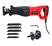 710W 6A Recíprocado Sierra 2800sspm Velocidad sin carga Recíproca sierra con cable sierra eléctrica con 5 cuchillas para cortar metal de madera y PVC Red UK