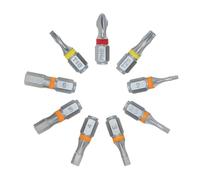 711L Juego de 9 brocas hexagonales codificadas por colores - Unidad de 1/4 pulgadas | Base extendida extra de 1 mm para liberación rápida | Tamaños grabados con láser | Acero de aleación S2 para mayor