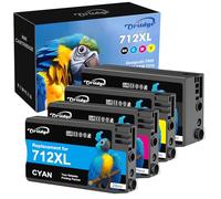 712XL Cartuchos de Tinta Remanufacturado para HP 712 712XL 3ED71A 3ED70A 3ED68A 3ED67A 3ED69A compatibles para HP DesignJet T650, T630, T250, T230 (Negro Amarillo Cian Magenta)