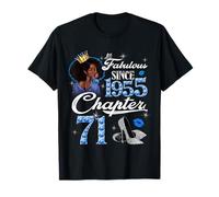 71st Birthday Black Queen Chapter 71 Fabulous Since 1955 Camiseta