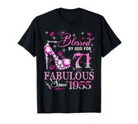 71st Birthday Queen Blessed by God 71 Fabulous Since 1955 Camiseta