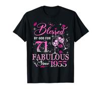 71st Birthday Queen Blessed by God 71 Fabulous Since 1955 Camiseta