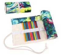 72 Agujeros Estuche Escolar de Lona Enrollable, Estuche para Lápices de Lona, Estuche de Lápices de Grande Capacidad, Pencil Case, Estuche Bolsa de Almacenamiento, para Artista, Escuela, Oficina